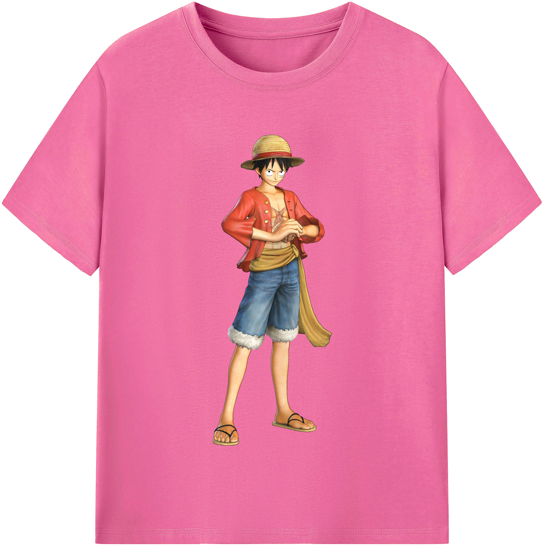 ワンピース モンキー・D・ルフィ ONE PIECE Monkey D. Luffy レディースカジュアルプリントTシャツ（綿100％）